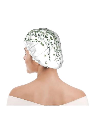 Green Plants Printed Waterproof Shower Cap for Women - Fits All Head Sizes and Hair Textures - Buy Online on GoSupps.com