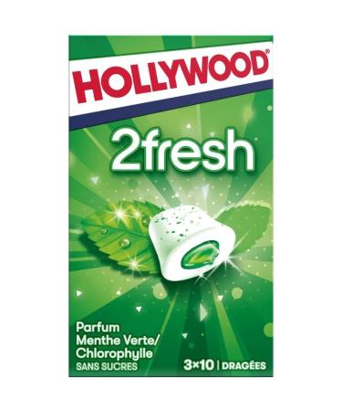 Hollywood - 2 Fresh Green Mint Chlorophyll Sugar-Free Sugar-Free - Pack of 4 - 66 g