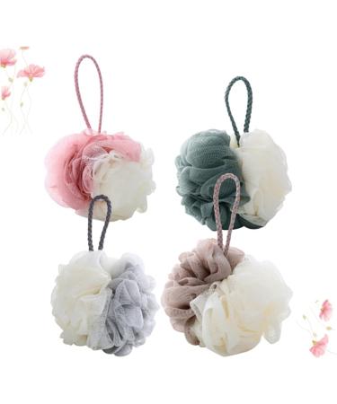 Zerodeko 4 Pcs Bath Sponge Body Powder Puff Shower Loufah Sponge | Large Bath Ball Skincare Tools for Shower | Double Color Bath Ball Pouf Net - 12.5X12.5cm - Buy Online on GoSupps.com