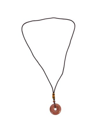 CHILDWEET crystal stone pendant retro decor donut healing crystal jade Delicate Stone Decor China sweater Miss 3X3X0.5CM Brown