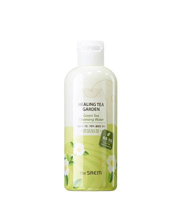 the SAEM  Healing Tea Garden Cleansing Water Green Tea 300ml (10.14 fl.oz) - One Step No Wash Cleansing Water  AHA Elements Remove Dead Skin Cells  Skin Purifying
