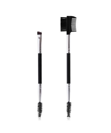 2 pieces of makeup brush 2 in1 eyebrow brush and kamm eyes angled eyelash comb double head brush for applying eyeshadow powder professionally unisex