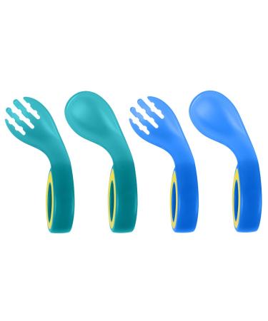 Vicloon baby fork and spoon set 4 pieces of heat sensor baby spoon BPA free baby open with a round handle feeding spoon for baby & toddler infants from 6 months -blue+green - Buy Online on GoSupps.com