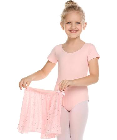 Arshiner Girls 2PCS Short Sleeve Ballet Leotards with Sequined Dance Skirt | 8-9 Years | Ballet Pink - Buy Online on GoSupps.com