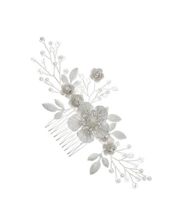 MAGICLULU Flower Comb Hair Jewelry Pearl Hair Accessories Hair Comb for Bride Wedding Bride Hair Comb Wedding Hair Accessories for Brides Headpiece for Bride Bridal Hair Accessory