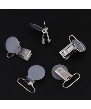 Emoshayoga 25mm Round Pacifier Holder Clip - Gray Metal Suspender Clips for DIY - 10pcs - International Shipping Available - Buy Online on GoSupps.com