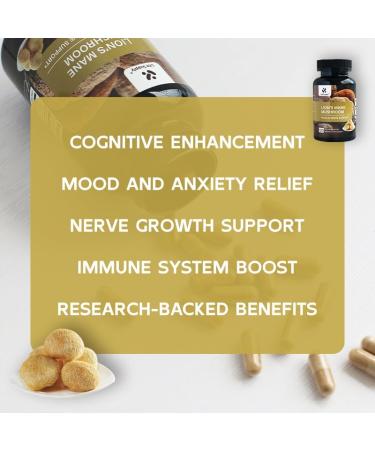 Lite Supply Lion's Mane Mushroom Supplement Capsules 54000mg, 120 Capsules | 120 Days Supply Made with Lion's Mane Powder Extract Cognitive Brain Nootropic & Immune Health Support - Buy Online on GoSupps.com