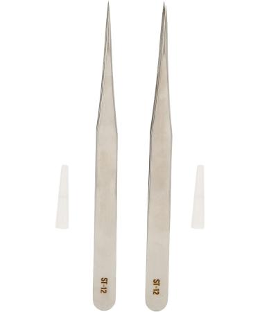 Premium Stainless Steel Tweezers - Precision 2-Part Straight Lace for Hearing Aids & Ingrown Hair - Pointed Needle Precision Tweezers - Buy Online on GoSupps.com