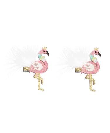 Amosfun Flamingo Hair Clip Hairpins Party Hair Accessories for Little Girls 2PCS (Pink)