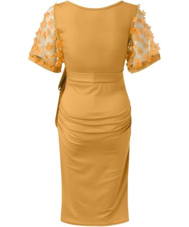 Robe d' t pour femme - Manches courtes - D contract e - Fleurs - l gante - Mini robe de maternit - Pour f te s ance photo - Couleur unie - Confortable S Jaune - Buy Online on GoSupps.com