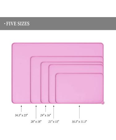 Reopet Silicone Feed Mats for Pets - Waterproof Dog & Cat Mats with Elevated Edges - 87x57 cm (1 Pack) - Pink - Ideal for Mess-Free Feeding - Buy Online on GoSupps.com