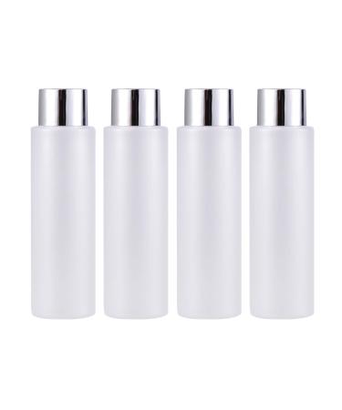 Minkissy Set of 4 Refillable Empty Plastic Bottle Pet Cosmetics Bottle Glass Pot Lotion Shower Gel Shampoo Storage Container with Closure for Home Travel 200 ml