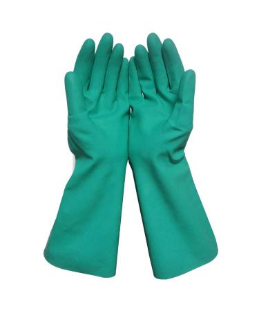Huakway Heavy Duty Cleaning Gloves Resuable Household Gloves Resistance of Oil Acid Soda Solvent (Green Medium 2-Pack)