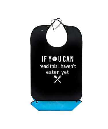 HBINGL Adult Bib Waterproof Reusable Adult Bibs for Elderly/Women/Men Double Layer Fabric Washable Dining Bibs Dirty-Proof Apron Clothing Protectors Extended Adult Bibs for Eating Cloth (Black)