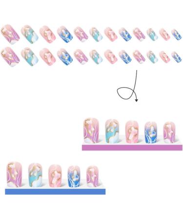 Tixqeaif 1Set Gradual Change Rhinestones Nails Wearable Press on Nails Full Cover Nail Tips - Buy Online on GoSupps.com