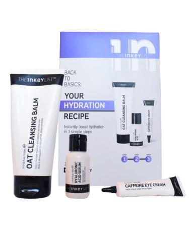 The INKEY List Back to Basics: Hydration Heroes Skincare Set:: Oat Cleansing Balm, Hyaluronic Acid Hydrating Serum, Caffeine Eye Cream