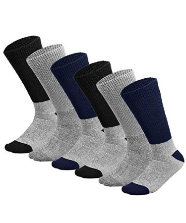 Doctor Recommend Thermal Diabetic Socks Keep Foot Warm Non-Binding Crew Socks For Men Women 9-11 6 Pairs Assorted (Black Grey Navy)