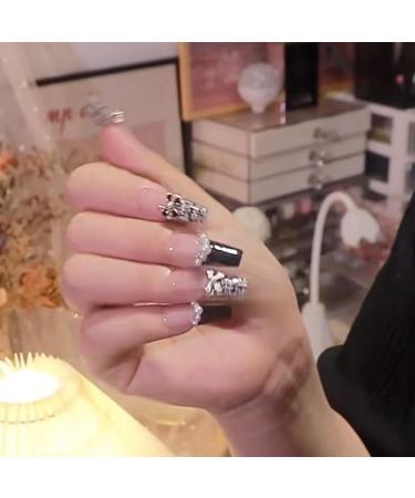 24Pcs/Set Press On Nails French Long Plaid Bow False Nails Acrylic Fake Nails Full Cover Nails Tips Artificial Finger Manicure Press on nails for Women and Girls - Buy Online on GoSupps.com