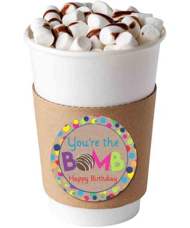 Polka Dot Kraft Happy Birthday Hot Cocoa Bomb Sticker Labels - 40 2 Circle Stickers by AmandaCreation - Buy Online on GoSupps.com