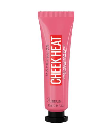 Maybelline Cheek Heat Blush Rouge gel formula water-based color pigments glossy glossy finish 20 rose flash 10 ml (1 Pack) 20 rose flash 1 piece (1 Pack)