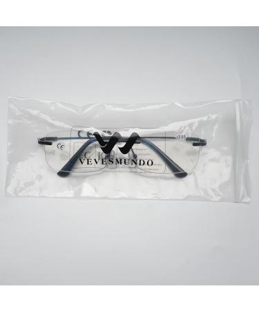 Vevesmundo Randlos Reading Glasses for Men & Women - Blue Light Filter Self-Tinting Multifocals Rectangular Design | +1.5 to +4.0 Strength Options - Buy Online on GoSupps.com