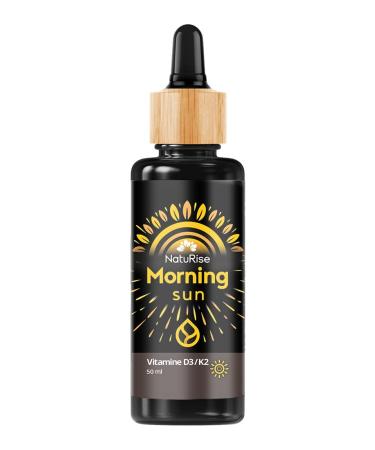 NatuRise Vitamine D3 K2 Gouttes - Hautement dos - 50ml - 99 7% All Trans MK7 (K2VITAL ) - 1000 I.U. par goutte - Test en laboratoire - Pipette en bois de bambou - Verre UV
