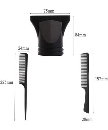 2-Piece Salon Hair Dryer Nozzles Set with Combs - Black Flat Mouth Dryer Nozzle for Styling - Fits Outer Diameter 4.2-4.6cm - Perfect for Salon and Home Use - Buy Online on GoSupps.com