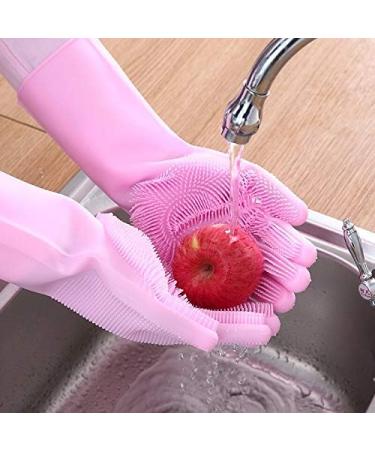 Silicone Cleaning Gloves Magic Silicone Dish Washing Gloves for Kitchen Household Silicone Dishwashing Gloves 33x12cm Gray 1 pair - Buy Online on GoSupps.com
