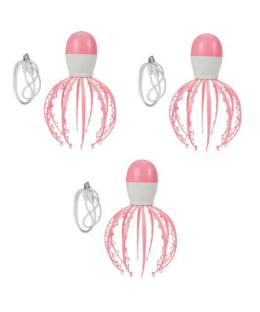 Magiclulu Head massager 3st massager scalp massage brush shampoo massage brush therapeutic head scratchy head guasha-scrub tools baby octopus ABS pink