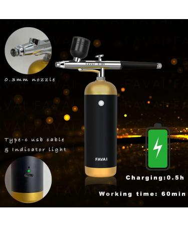 Favai Cordless Airbrush Kit with Compressor - USB Rechargeable for Nail Art, Gel Polish & Paint | Nail Machine & Stencils Included - Buy Online on GoSupps.com