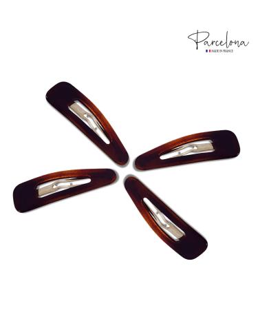 Parcelona French Mini Set of 4 Small Celluloid Acetate Snap Hair Clips - Tortoise Shell Brown - Made in France - Buy Online on GoSupps.com