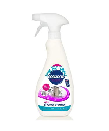 Ecozone Ultra Shower Cleaner 3-in-1 Anti-Bacterial De-Scaler & Anti Mould Polish Cleaning Spray & Leave Formula High Shine Finish Natural Vegan & Non Toxic Plant Based & Cruelty-Free (500ml) 500 ml (Pack of 1) - Buy Online on GoSupps.com