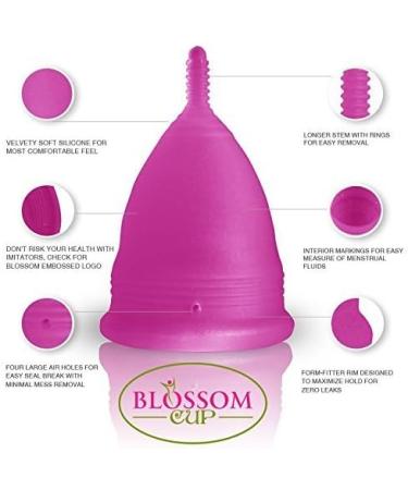 Blossom Menstrual Cup | Reusable Silicone Period Cup | Say Goodbye to Tampons | Large Violet Cup for Comfortable Menstrual Days - Buy Online on GoSupps.com