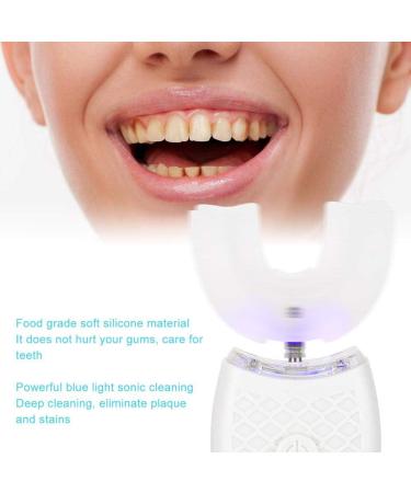 U-Shaped Adult Electric Sonic Toothbrush with Food-Grade Silicone Brush Head - White - Buy Online on GoSupps.com