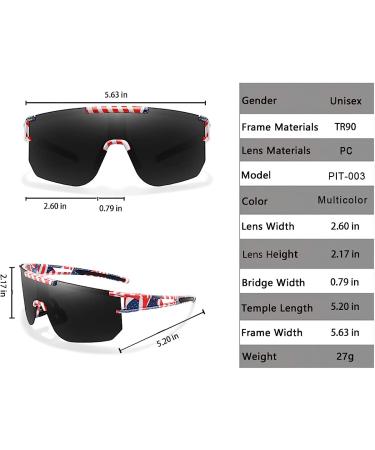 Polarized Sports Sunglasses for Youth Men and Women - UV400 Cycling Glasses for Baseball, Fishing, Running, Driving - National Flag-05 - Buy Online on GoSupps.com