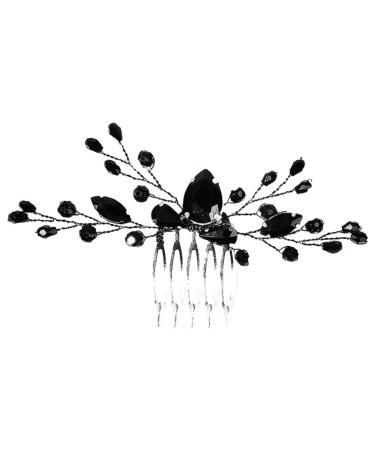 Beatifufu Black Crystal Hair Accessories Inserted Hair Comb Women Hair Accessories Women Hair Comb Elegant Headdress Fashion Insert Comb Rhinestone Hair Comb Women Insert Comb