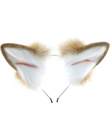 amangul Cute Wolf for Dog Ears Hair Hoop Women Headband Makeup for Head Band for Photoshoot Christmas Hair Acces(Camel White) - Buy Online on GoSupps.com