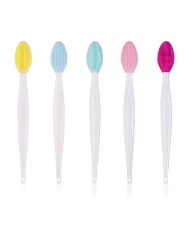 LEEQBCR 5 Pieces Silicone Exfoliating Lip Brush Double-sided Soft Face Scrubber Cleansing Brush for Lip Skin Smoothing Cleaning