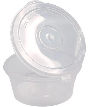 NRLinX 5 oz. Plastic Condiments Containers with Hinged Lids - 50 Sets | Multipurpose Small Sauce Cups for Dip, Dressing, Jello Shots - Buy Online on GoSupps.com