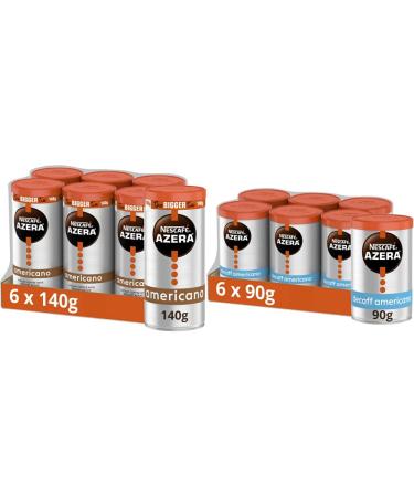 Nescafe Azera Americano Instant Coffee 140g (Pack of 6) & Nescafe Azera Americano Decaff Instant Coffee 90g