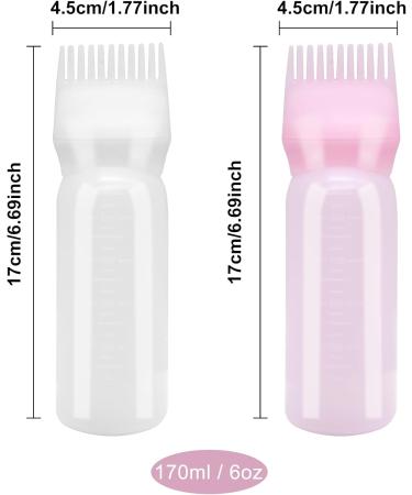 FINEASY 2-Piece Hair Coloring Applicator Set - Root Cam Bottle & Comb for Easy Hair Dye Application - 170 ml (White + Pink) - Buy Online on GoSupps.com