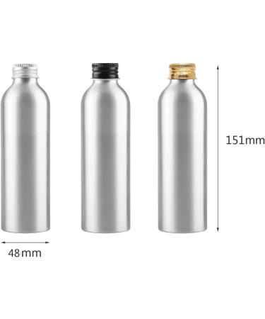 Zeoabsy 200ml Empty Round Silver Aluminum Bottles - 4 Pack with Black Screw Lids | Ideal for Cosmetics Essences & Oils | Travel & Hotel Use - Buy Online on GoSupps.com