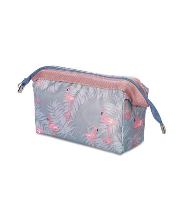 JJ Prime - cosmetic bag small for handbag flamingo |Make up organizer cultural bag women |Waterproof travel cosmetics - Mini cosmetic bag women (make -up pocket travel essentials) flamingo (blue pink)