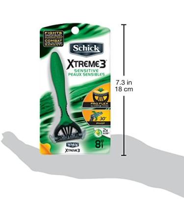 Schick Xtreme3 Triple Blade Razors for Sensitive Skin - 8 Count | International Shipping Available - Buy Online on GoSupps.com
