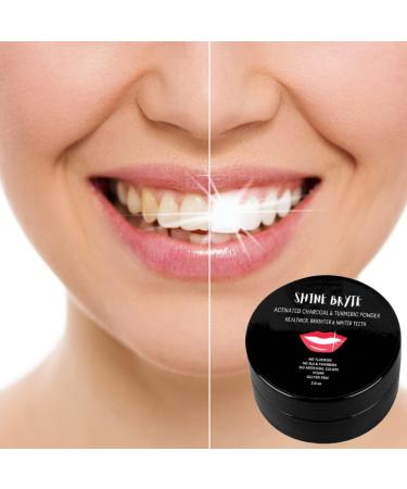 Activated Charcoal & Turmeric Teeth Whitening Powder - Mint Flavor w/Free Bamboo Toothbrush | Decrease Inflammation, Brighter & Whiter Teeth (2.0 oz) - Buy Online on GoSupps.com