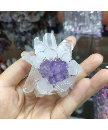 Amethyst Crystals White Quartz Crystal Cluster with Purple Amethyst Specimen DIY Gifts JIZTGEDM - Buy Online on GoSupps.com