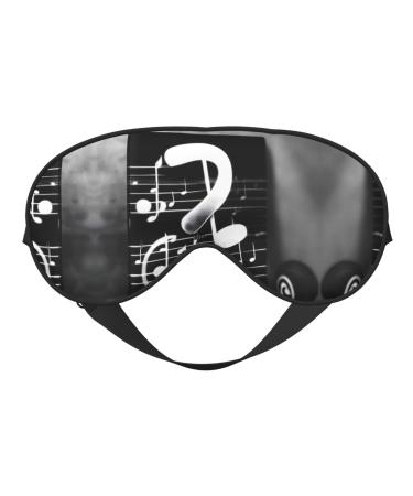 Black White Music Note Print Unisex Sleeping Eye Mask Soft Comfortable Light-Blocking Eye Mask