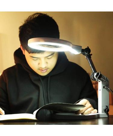 Magnifying glassPortable Portable Desktop Hands-Free Magnifier 2X 5X Led Collapsible Magnifier Light Reading Glass Magnifying Glass Reading Repair Hobby and Crafts - Buy Online on GoSupps.com