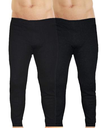 LisaModa Men's Thermal Underpants 2-Pack Winter Leggings M Black