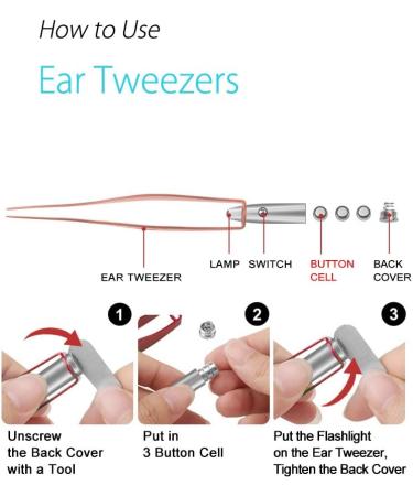Earwax Spoon Digger & Ear Tweezers with LED Light - Ear Wax Removal Tool Kit for Kids & Family - Rose Gold Ear Pick Cleaner Set with Bonus Stainless Steel Pick & Carry Case - Buy Online on GoSupps.com